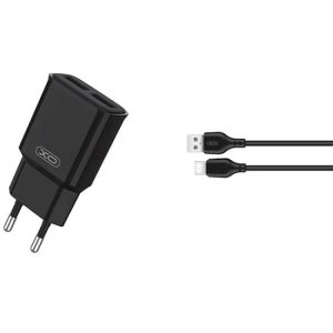 XO wall charger L92C 2x USB 2,4A black + USB-C cable